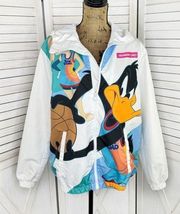 Looney Tunes Members Only Space Jam Daffy Squad Windbreaker Jacket White Medium