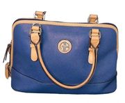 GIANI BERNINI navy blue and tan purse with silver hardware​​