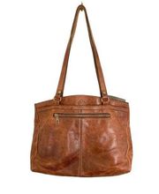 Patricia Nash Poppy Leather Satchel Bag, Heritage Tan Brown Shoulder Purse Tote