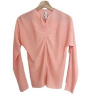 TIBI Cowl Neck Knit Top Womens Size XXS Long Sleeve Coral‎ Pink Ruched