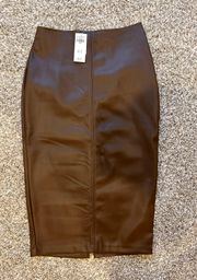 NWT Abercrombie Vegan Leather Brown Skirt 