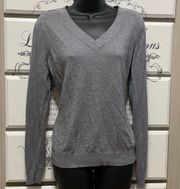 Gray V-neck Long Sleeve Sweater Medium