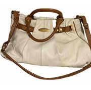 Brahmin  Large Women's Satchel Handbag - Vanilla Cream Color Leather.    PURS209