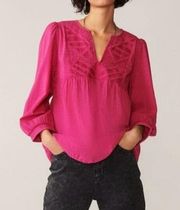 Ba&sh Embroidered Ilo Blouse - Fushia