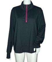 Peloton Warm Up Quarter Zip Pullover Women's Size XL Gray Pink Zip Mock Neck