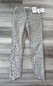 Nature Denim Gray Animal Print Jeans Size 25 Raw Hem NWT Button Fly K7