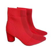 Chase And Chloe Randy Women's Red Fabric Stretch Pointed Ankle Boots Size 8 NWOT