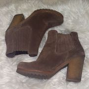 Prada Brown Suede Chunky Ankle Booties