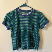 PacSun Me to We Green Blue White Striped Crop Top