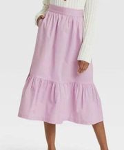 A New Day cotton poplin ruffle tiered midi skirt purple M