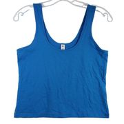 BP. Cropped Tank Top Women's Large Bright Blue Sleeveless Scoop Neck