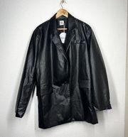 Princess Polly Jocelyn Vegan Leather Blazer Jacket Size 18 Black Curve