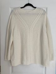 Talbots White Cable Knit Lambswool Sweater