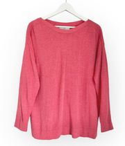 Cashmere Women’s Boat Neck Long Sleeve Sweater in Pink Size Large