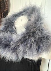 Topshop Boutique Pebble Blue Grey Genuine Feathers Neck Warmer Scarf One Size