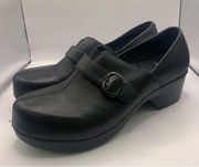 Dansko Women's Black Leather Slip On Professional Clogs Shoes Size 42