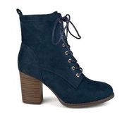 Journee Collection JC Baylor Faux Suede Lace Up Navy Blue Ankle Booties Size 8.5