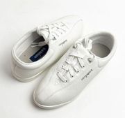 EASY SPIRIT Off White Leather Lace Up Walking Cheer Dance Tennis Shoes, Size 7