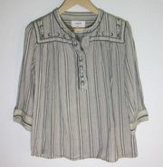 ba&sh Camus Blouse Marked 2 / Size 8 Henley button Pullover with 3/4 Sleeve