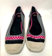 BC footwear black pink white checkered distressed flat‎ slip on sneakers size 7