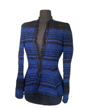 Rebecca Taylor
Striped Leather-Trim Tweed Jacket