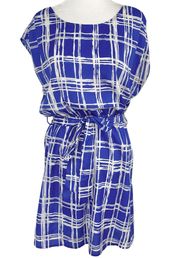 Grid Plaid Print Tie Waist Mini Dress 