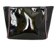 Yves  YSL Beauté Black Patent Faux Leather Zip Pouch Cosmetic Case