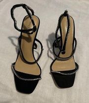 Tony Bianco Shy Sandal Heels in Black Suede Size 8