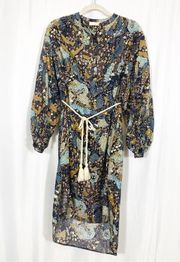 Ulla Johnson Agadir Belted Cotton Blend Printed Voile Dress Earth Tone Sol Swim