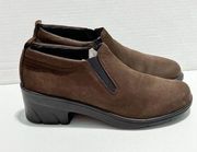 Solvei by Dansko Women's Leather Block Heels Slip-On Comfort Shoes Brown Size 41