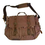 Wowbox Leather Canvas Messenger Bag Laptop Satchel Briefcase Shoulder Strap