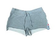 , x-small, tie-front grey sweat shorts with side details