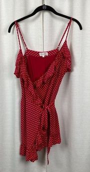 Revolve Privacy Please Giana Red Polka Dot Wrap Mini Dress Sz.M