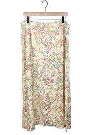 Vintage 90s Y2K Talbots Tapestry Floral Print Midi Maxi Skirt Wrap Front Size 14