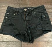 American Eagle  ae festival ripped black denim cutoff shorts size 0