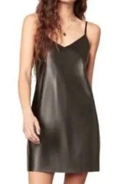 BB Dakota Black Vegan Leather Mini Slip Dress Large Turn Up the Volume Going Out