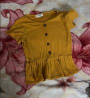 DG Dream Girl Yellow Textured Peplum Petite Top 