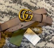 Leather Belt with Double G Buckle Size 90/36