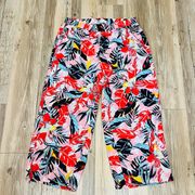 Jessica London floral palm tree cropper plus sixe pants sz 16 W