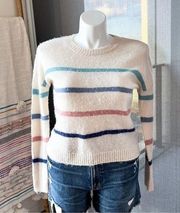 Rails Thea Biarritz Multi Stripe Wool Alpaca Blend Crewneck Sweater Size Large