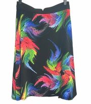 Carmen Marc Valvo Skirt Black Size 8 A-Line Knee Length Colorful Stretch Artsy