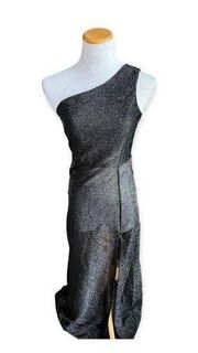 Womens Boutique Metallic Semi Sheer One Shoulder Dress - Sz S