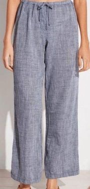 CP SHADES Jenn Blue Linen Pants Drawstring Cropped Lagenlook Women’s Size M