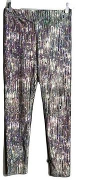 Terez Pants Womens Small Tall Band Leggings Multi Crystalized Broken Glass Print