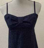 Lilly Pulitzer Karina True Navy Blue Lace Dress 2 XS Anchor Zipper Lined RARE