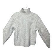 H&M White Cableknit Mock Turtleneck Sweater