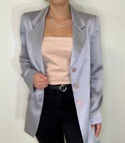 Linda Allard  Silk Gray Blue Oversized Blazer Jacket Size 2