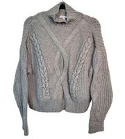 Elizabeth and James Sweater Women Small Gray Chunky Knit High Mock Neck Casual