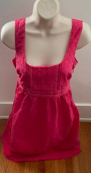 Hot Pink A-line Textured 100% Cotton Lined Ties Closure Mini Dress, size 2