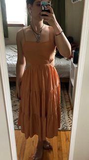 Orange Open Back MIDI Dress 